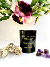 Load image into Gallery viewer, Negative Energy Cleanser - Californian White Sage and Amethyst Candle