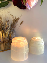 Load image into Gallery viewer, Selenite Tea Light Holders - Tower shapeš