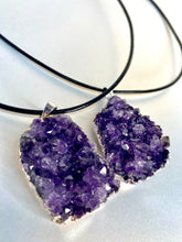Load image into Gallery viewer, Amethyst Druzy Cluster Pendants