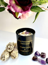 Load image into Gallery viewer, Negative Energy Cleanser - Californian White Sage and Amethyst Candle